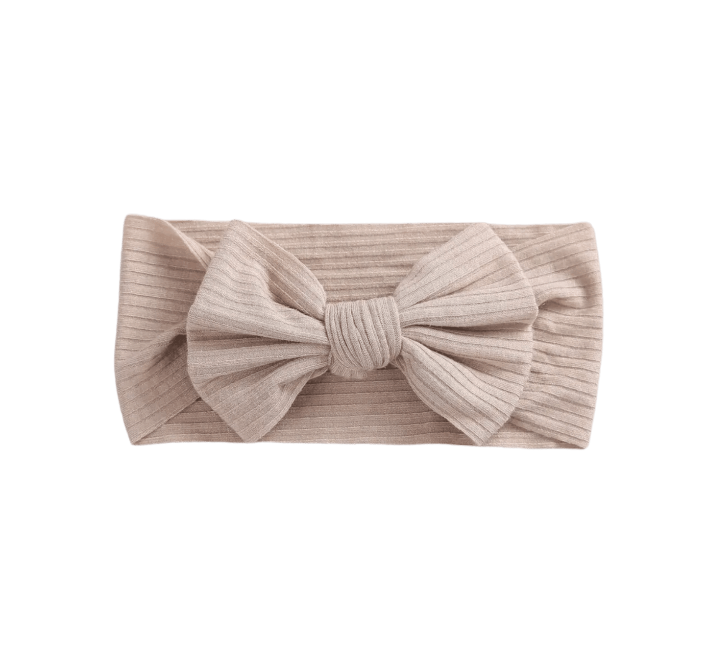 Stylish ribbed bow headwrap in natural color - adorable baby girl accessory by Bowy Lou.