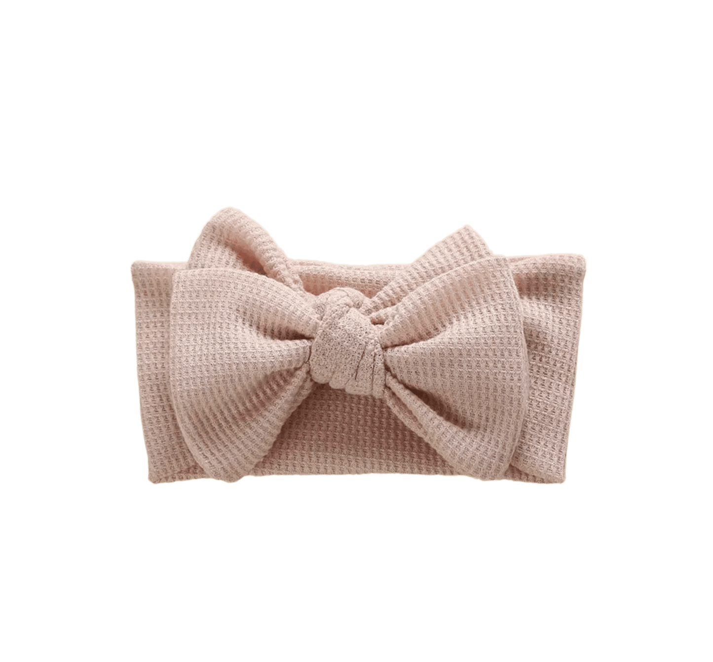 Chic waffle knit bow headwrap in light sandy pink - adorable baby girl accessory by Bowy Lou