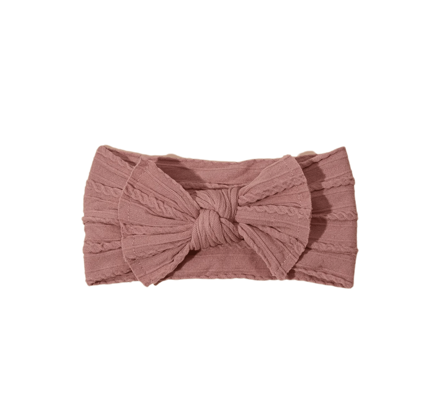 Cable Knit Bow Headwrap in Mauve