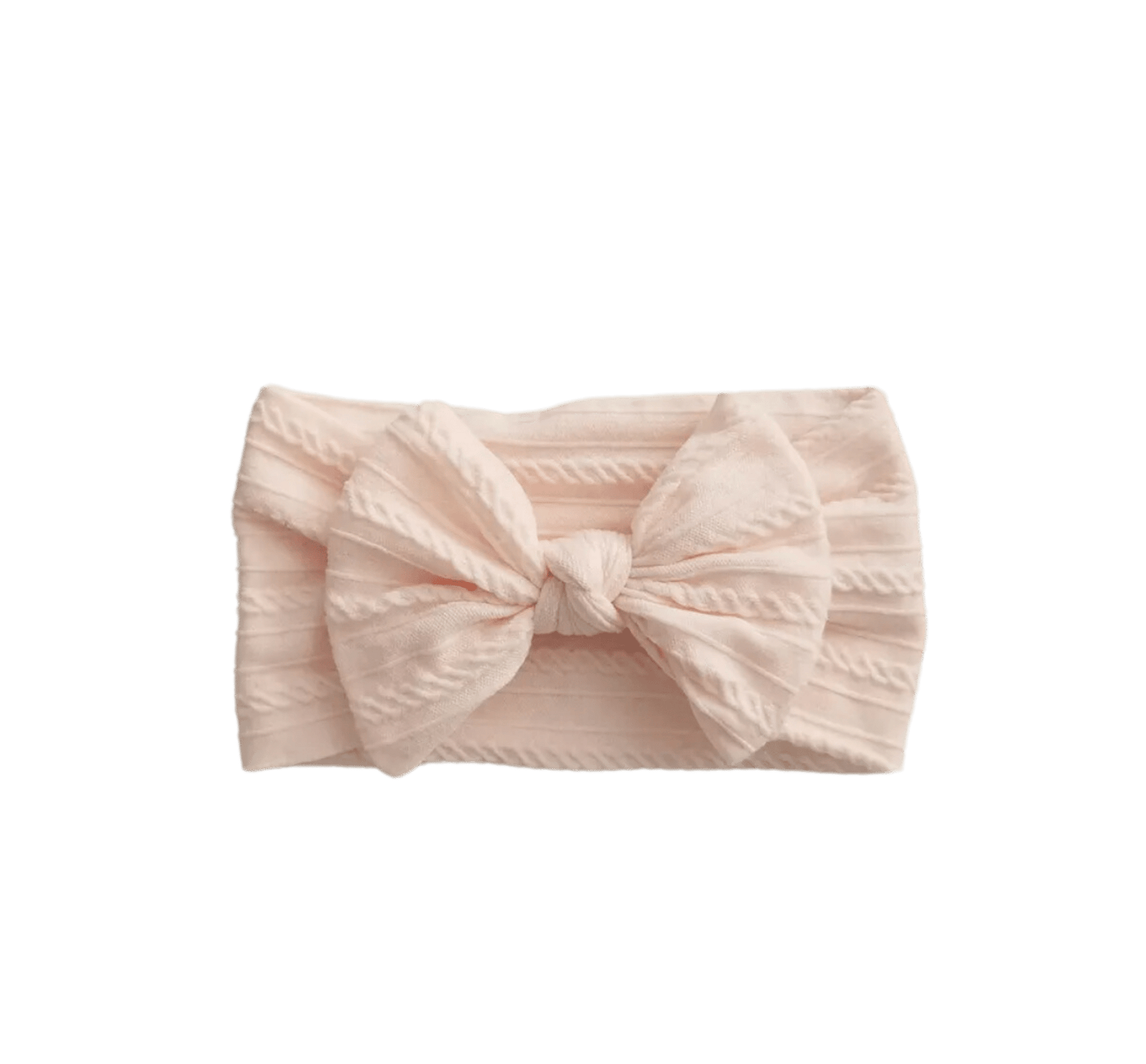 Cable Knit Bow Headwrap in Light Pink