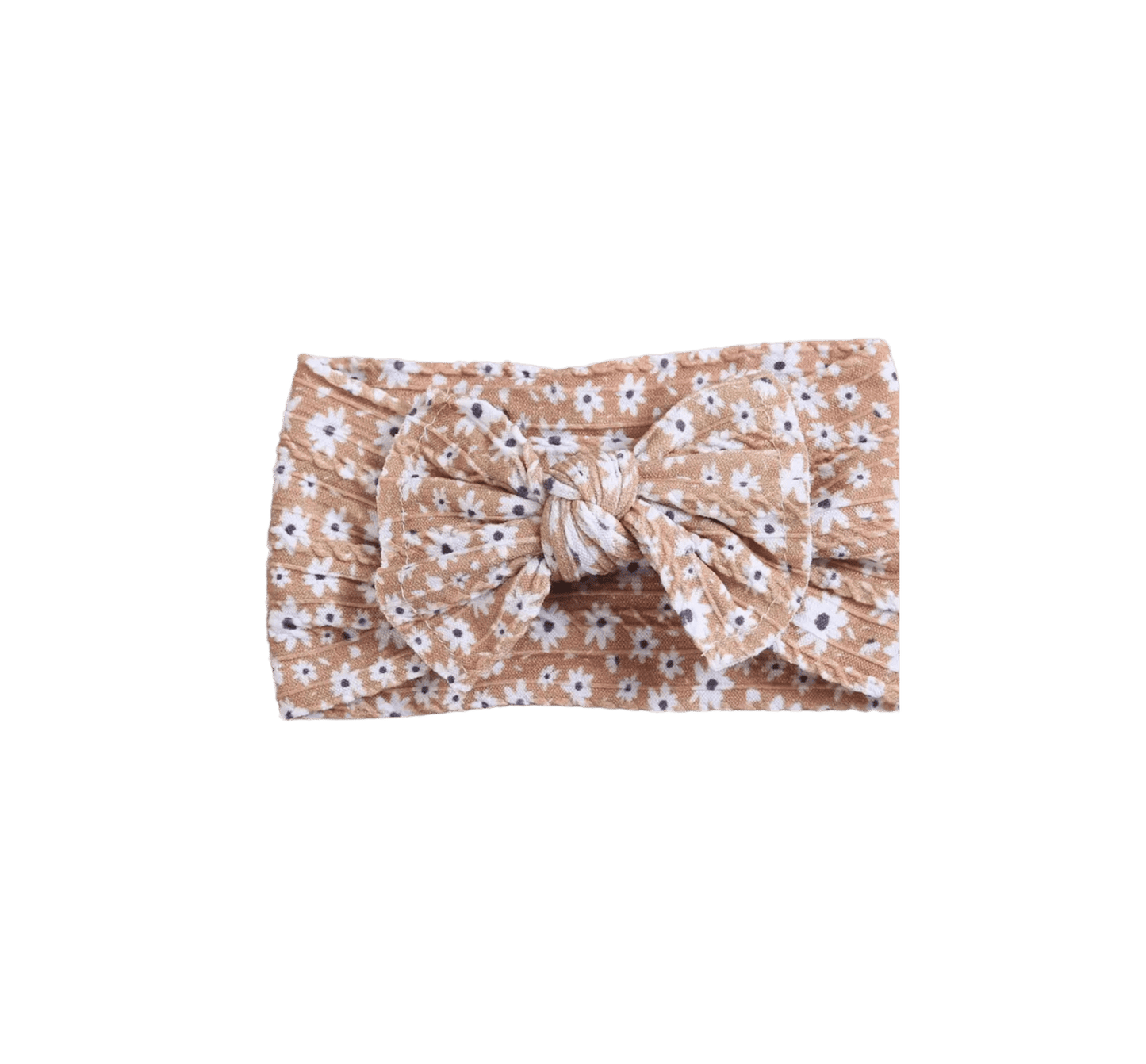Cable Knit Headwrap Bow in Camel Daisy