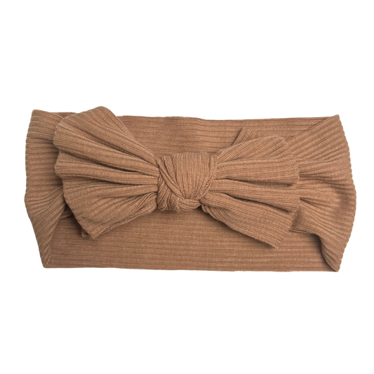 Ribbed Bow Headwrap In Brown