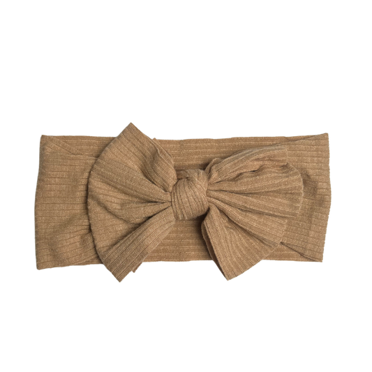 Ribbed Bow Headwrap In Light Brown