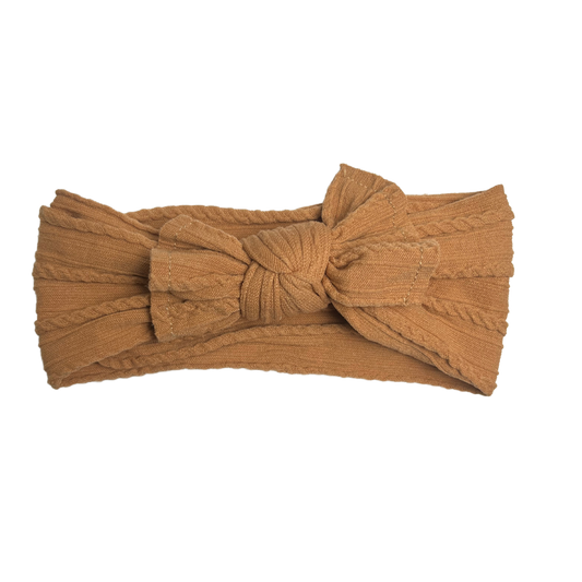 Cable Knit Bow Headwrap In Coffee