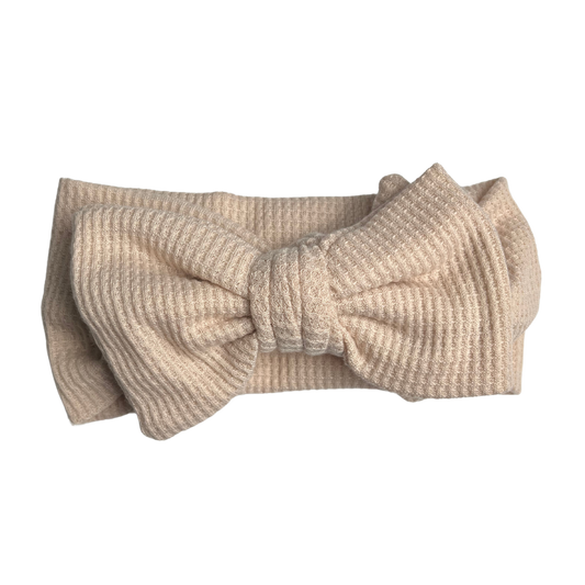 Waffle Knit Bow Headwrap In Natural