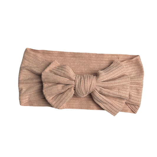 Ribbed Bow Headwrap In Dusty Rose
