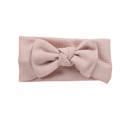 Waffle Knit Bow Headwrap in Blush