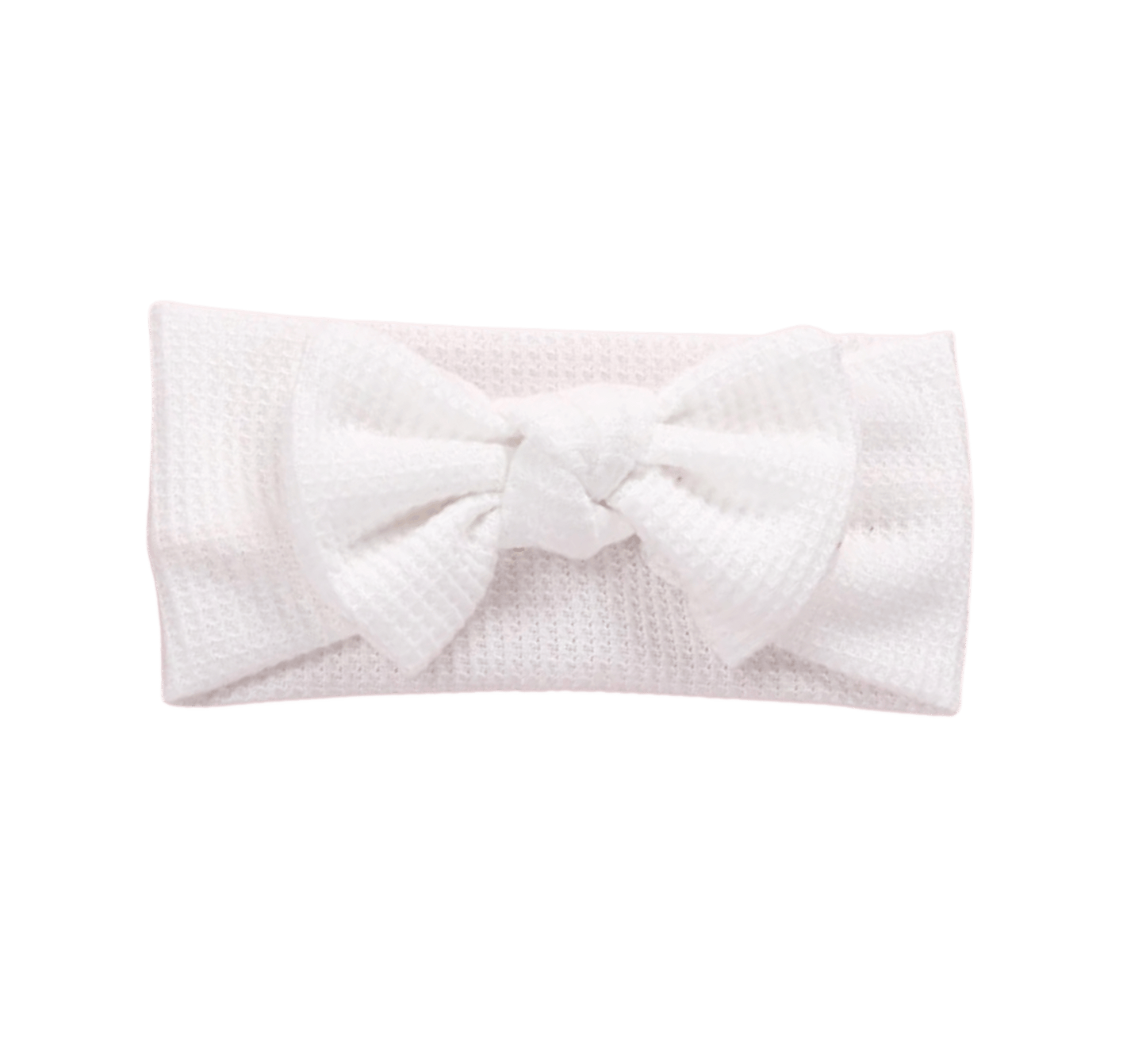 Waffle Knit Bow Headwrap in White